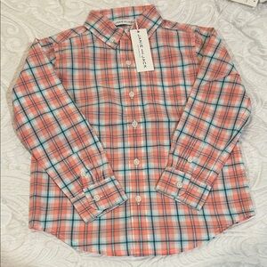 Janie and Jack Kids Plaid Button Down Shirt - Orange and Blue
